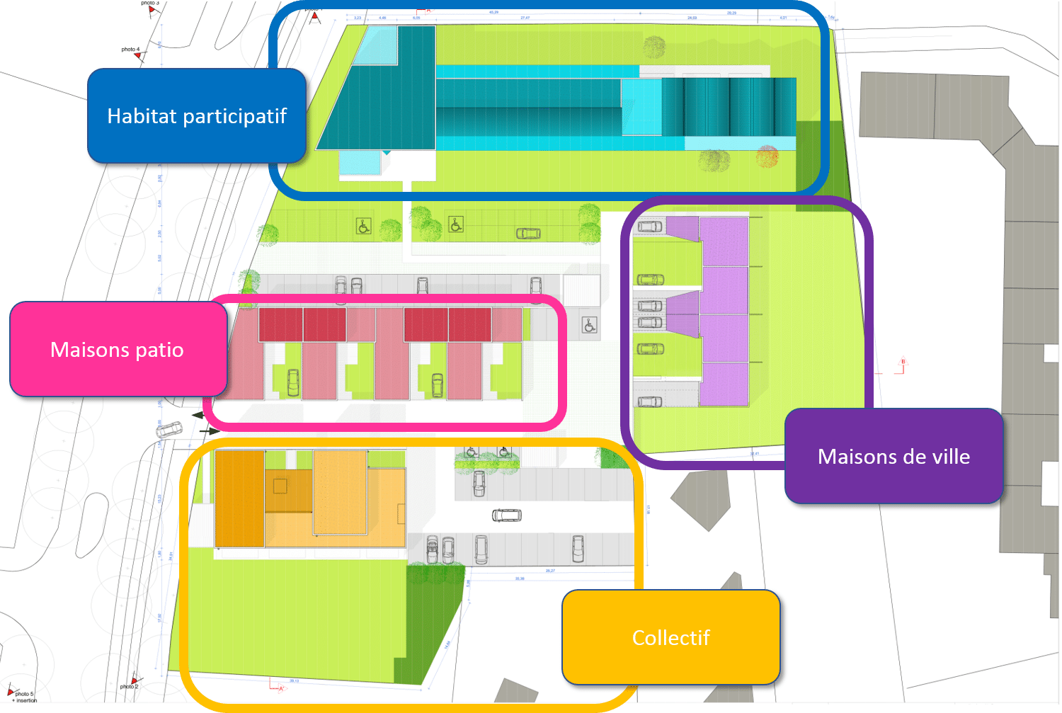 Plan masse du programme immobilier neuf Plurielle, avec son projet d'habitat participatif